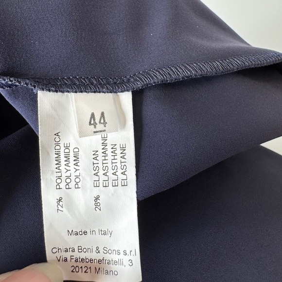 Chiara Boni La Petite Robe Navy Blue Cold Shoulder Puff Sleeve Dress IT 44 US 8 - Picture 7 of 7